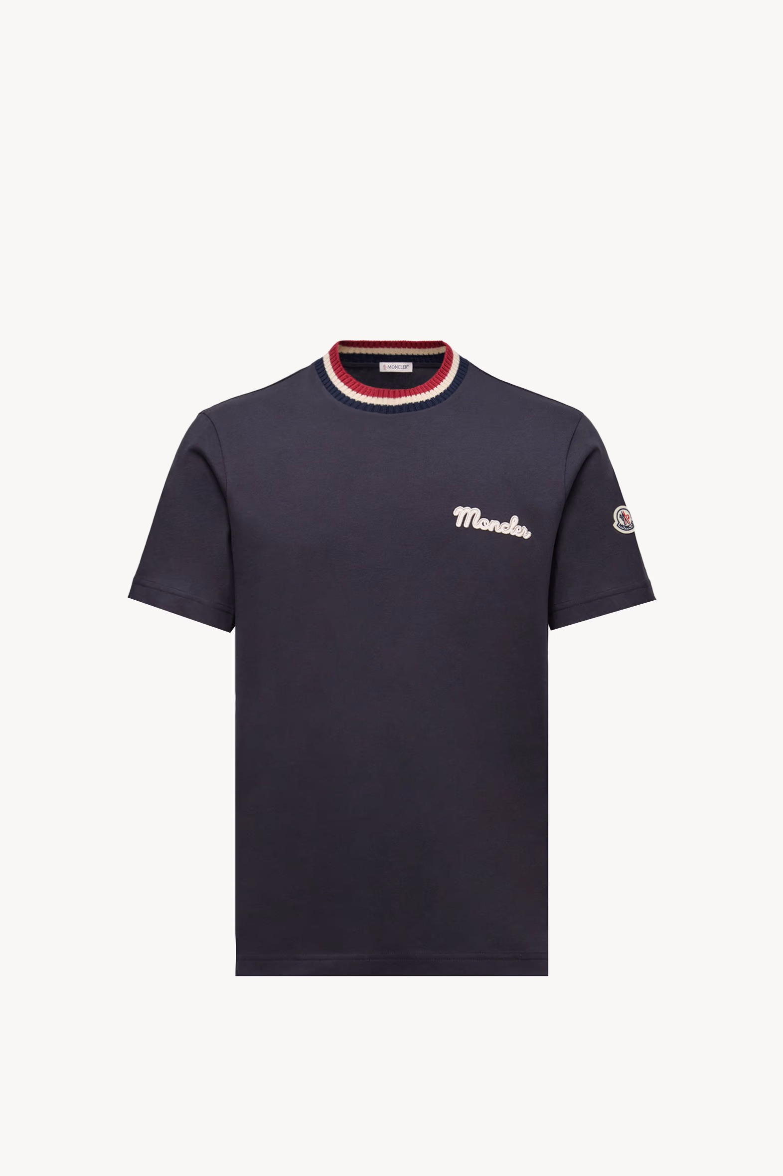 Embroidered Logo Cotton T-Shirt Men Navy Blue Moncler 2